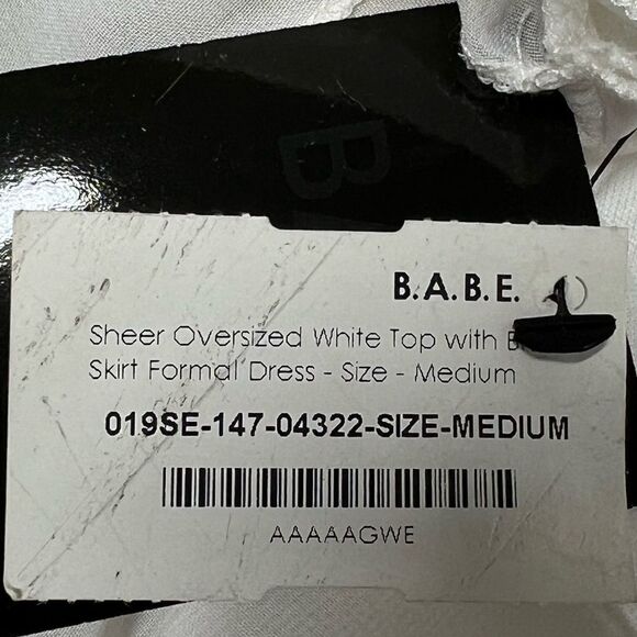 Babe Jacaranda Sheer Oversized White Top Black skirt Formal Dress Size M NWT - Picture 15 of 15